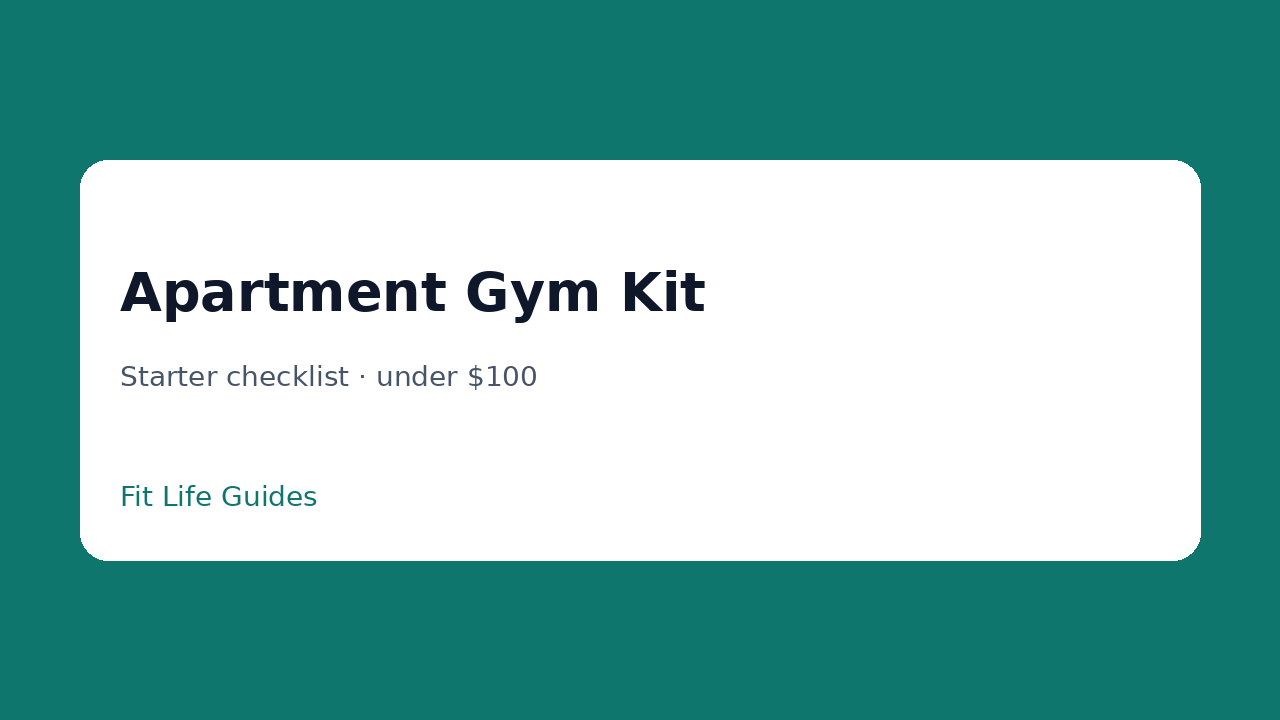 Apartment gym gear on warm hardwood — mat, bands, and compact weights