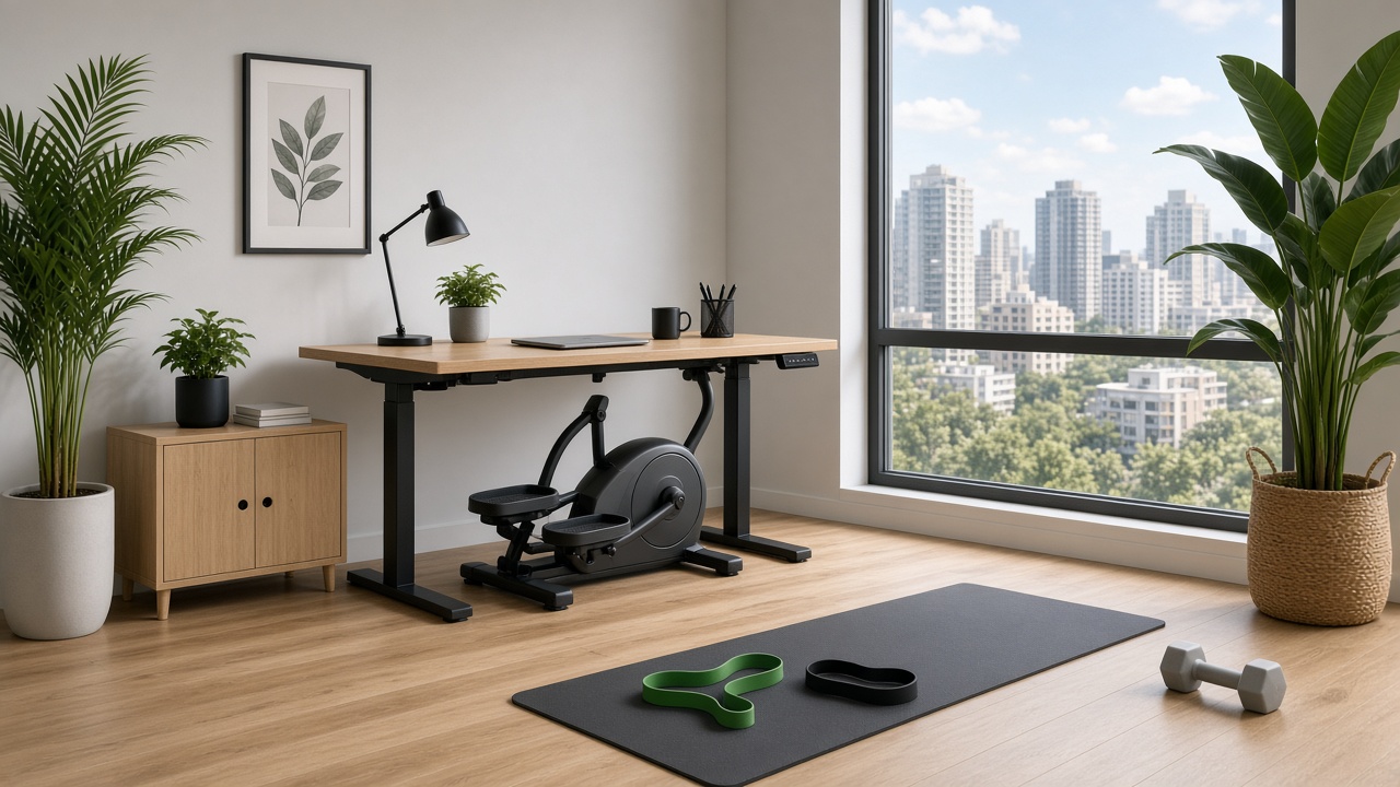 Home workouts in a bright apartment